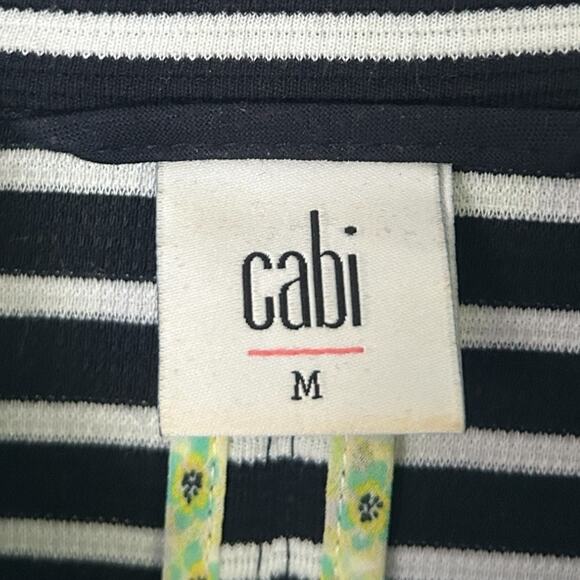 CAbi Maritime Trench Coat Jacket Women's Medium Navy Stripe Nautical Stretchy - Picture 4 of 7